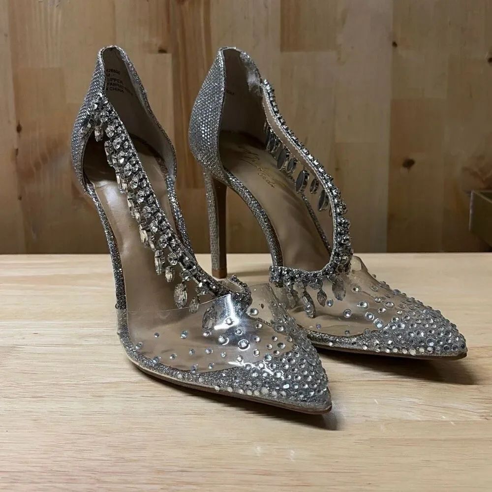 Thalia Sodi Kassidy Pumps Silver with Rhinestones Women Size 5M
